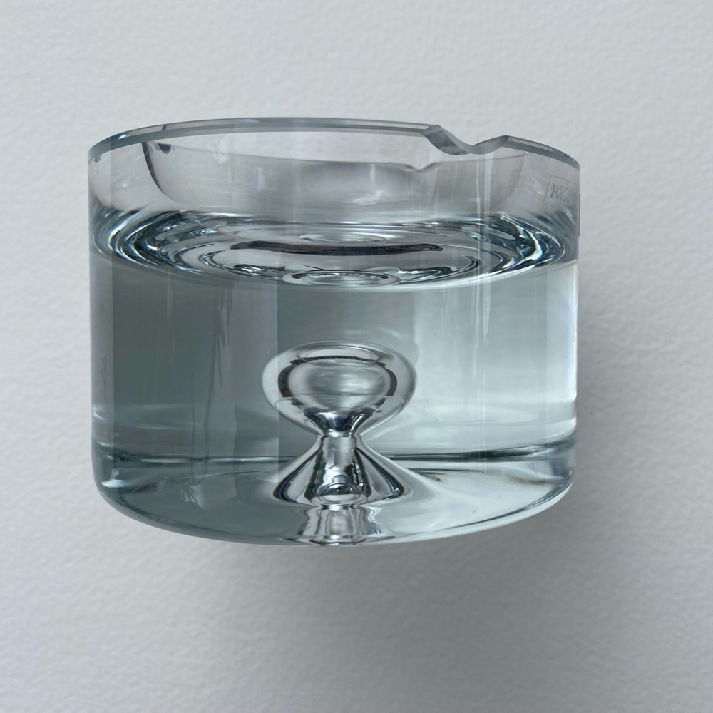 Vintage Heavy Krosno Bubble Glass Ashtray